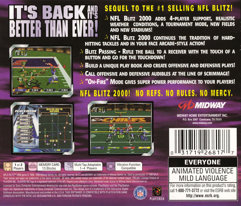 NFL Blitz 2000 — Box back
