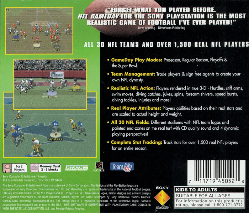 NFL GameDay — Box back