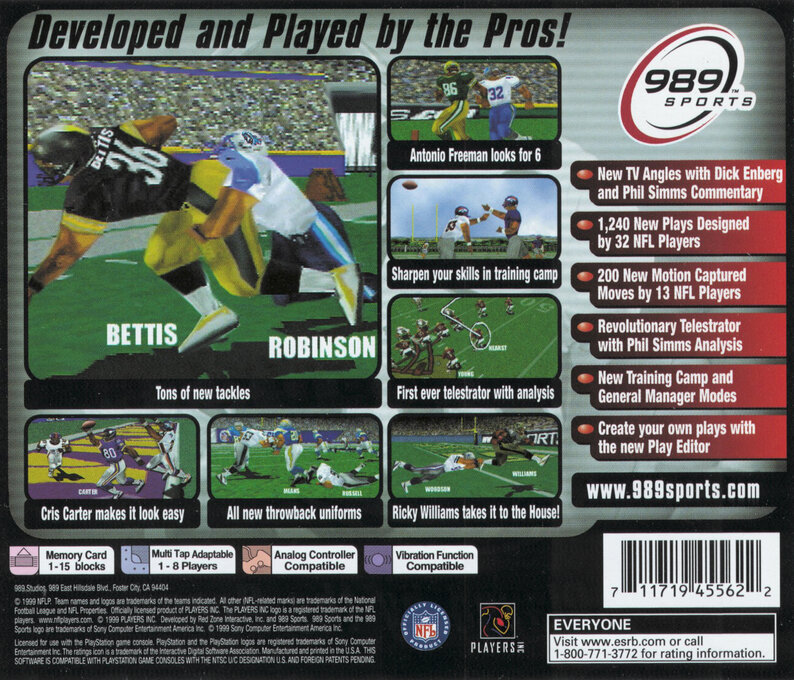 NFL GameDay 2000 — Box back