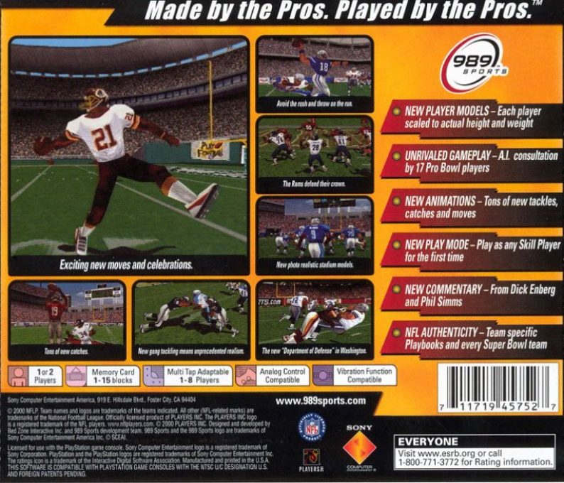 NFL GameDay 2001 — Box back