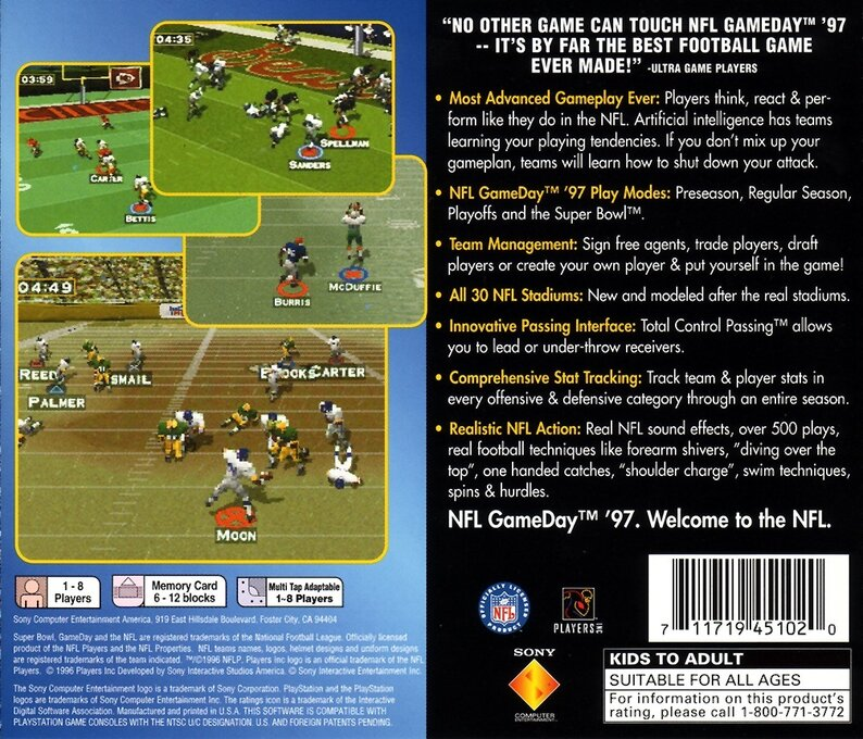 NFL GameDay 97 — Box back