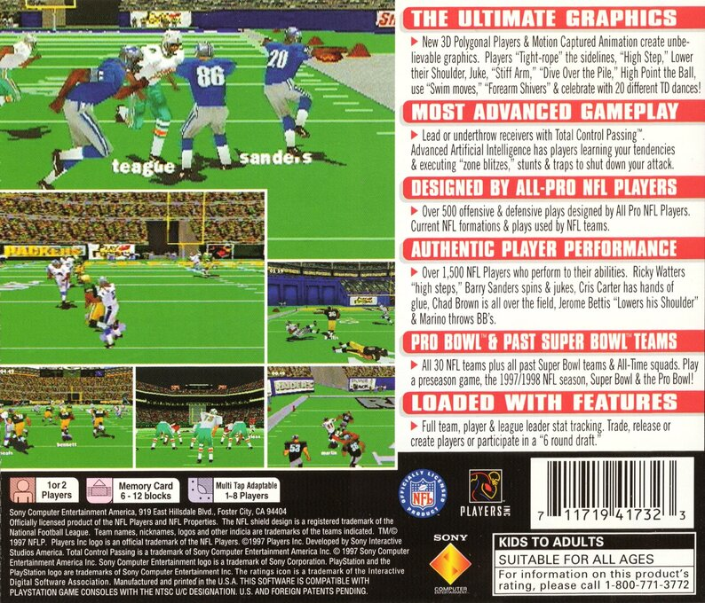 NFL GameDay 98 — Box back
