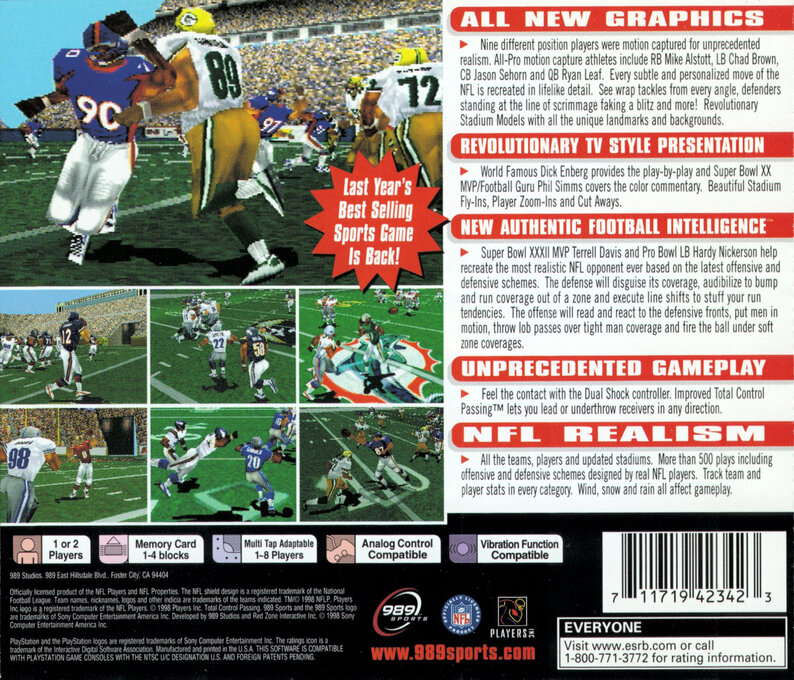 NFL GameDay 99 — Box back