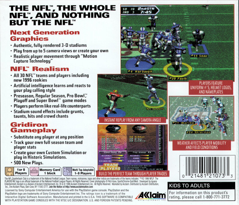 NFL Quarterback Club 97 — Box back