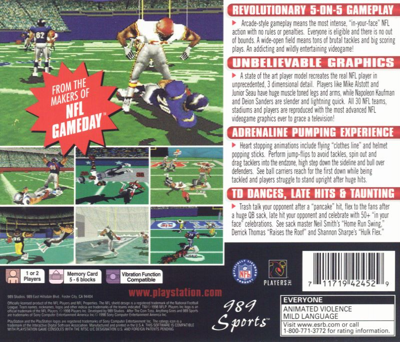 NFL Xtreme — Box back