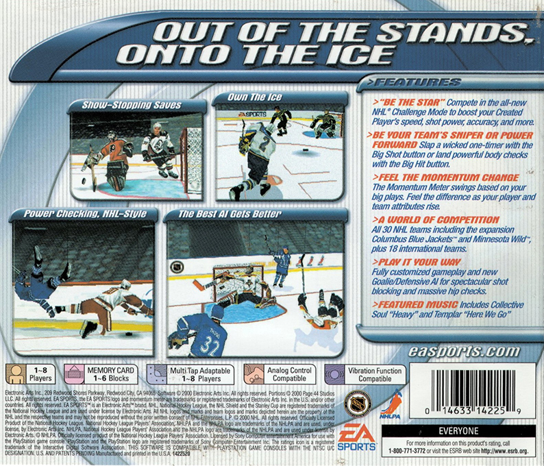 NHL 2001 — Box back