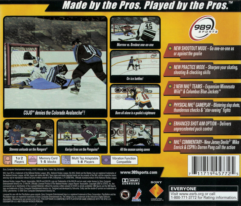 NHL FaceOff 2001 — Box back