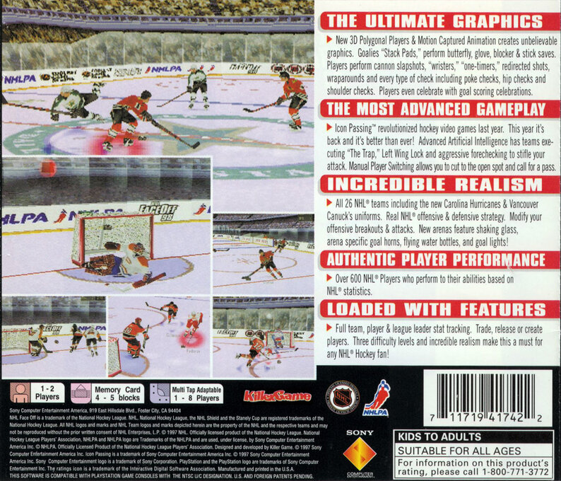 NHL FaceOff 98 — Box back