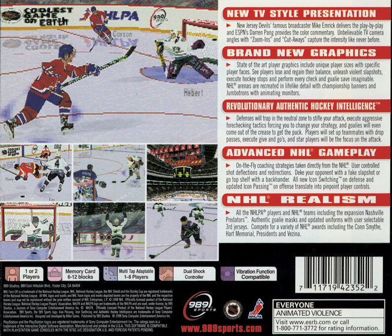 NHL FaceOff 99 — Box back