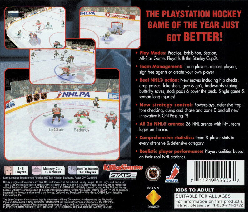 NHL Face Off '97 — Box back