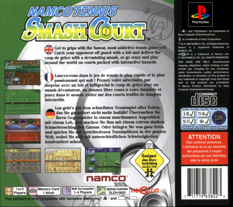 Namco Tennis Smash Court — Box back