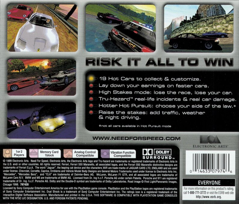 Need for Speed : High Stakes — Box back