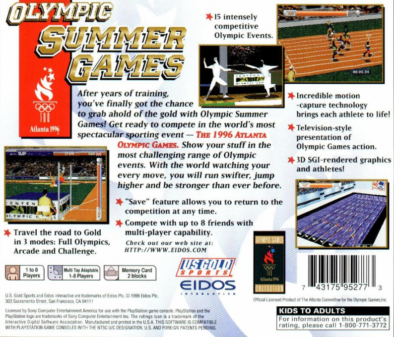 Olympic Summer Games : Atlanta 1996 — Box back