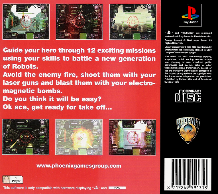 Omega Assault — Box back