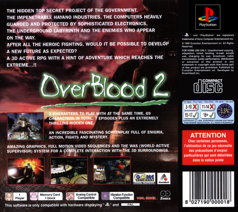 OverBlood 2 — Box back
