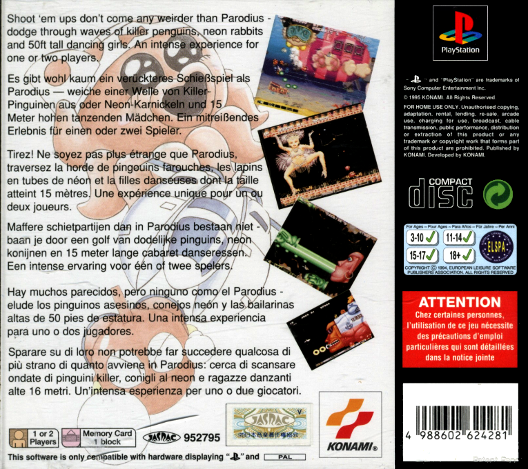 Parodius — Box back