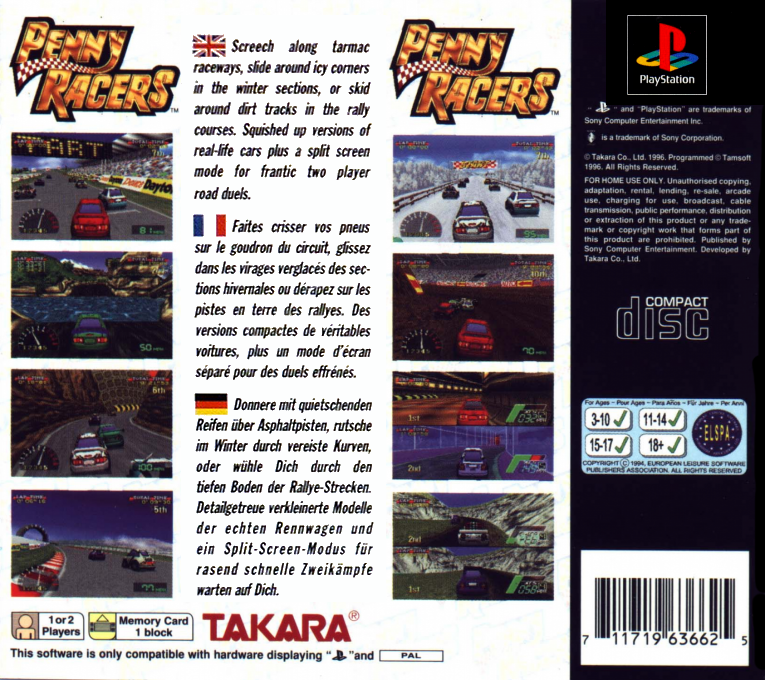 Penny Racers — Box back
