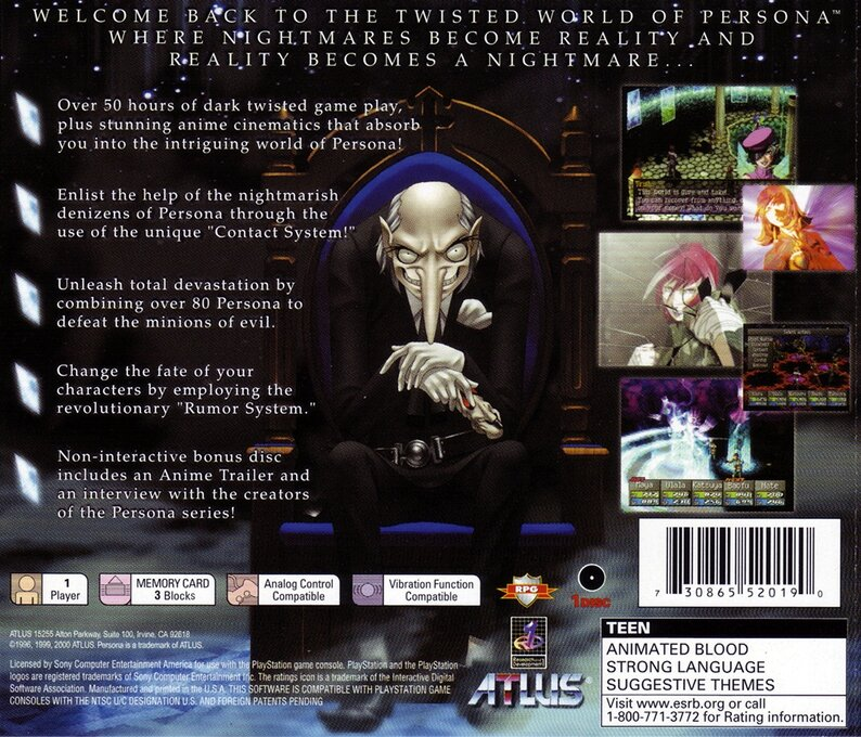 Persona 2 : Eternal Punishment — Box back