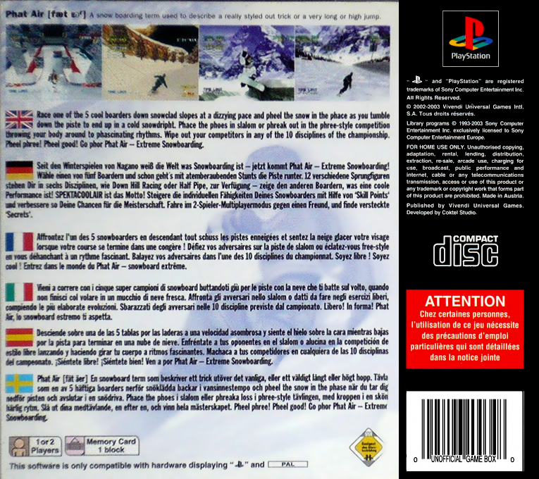 Phat Air : Extreme Snowboarding — Box back