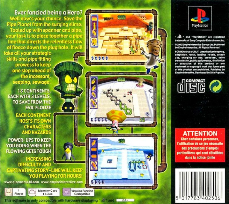Pipe Mania 3D — Box back