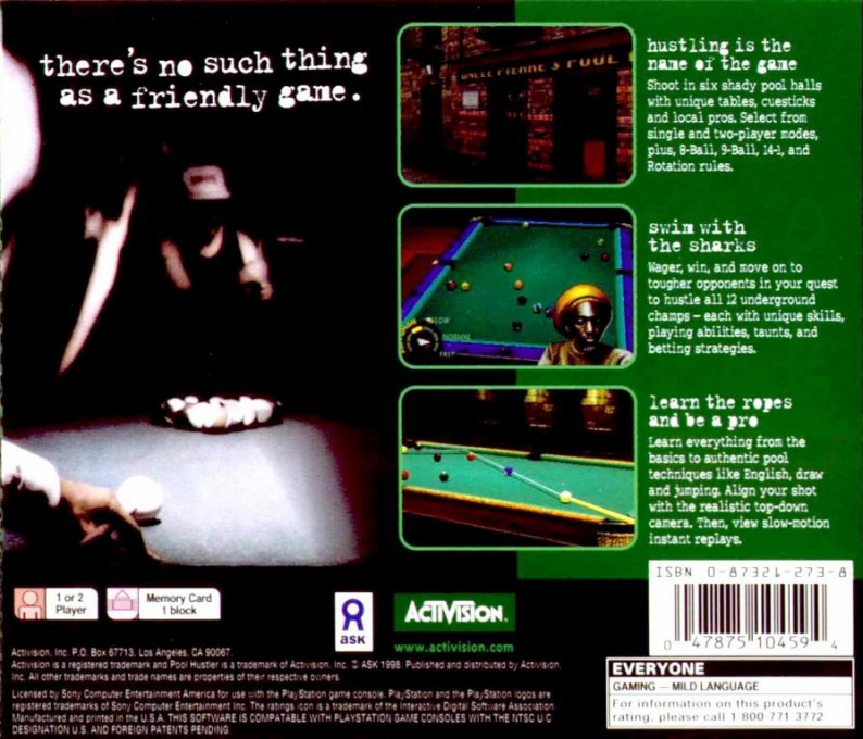 Pool Hustler — Box back