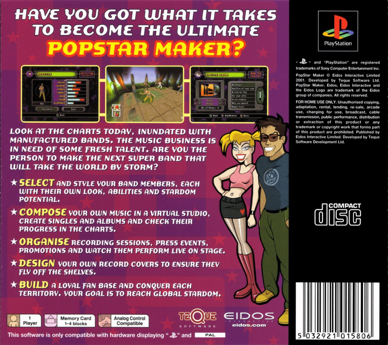 Popstar Maker — Box back