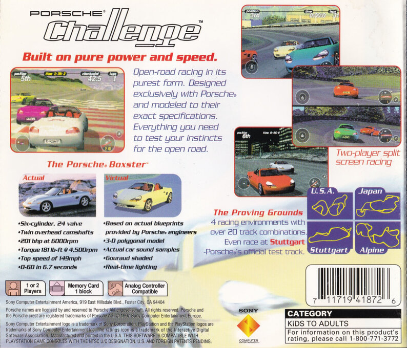 Porsche Challenge — Box back