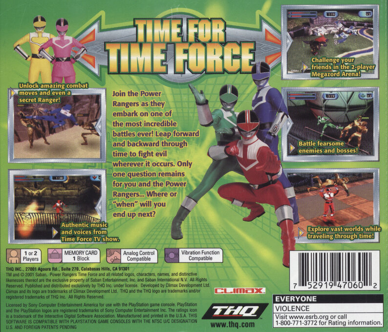 Power Rangers : Time Force — Box back