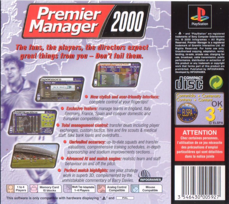 Premier Manager 2000 — Box back