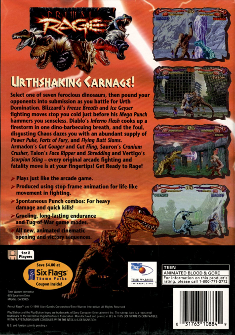 Primal Rage — Box back