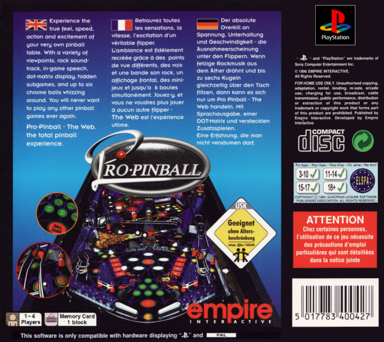 Pro Pinball : The Web — Box back