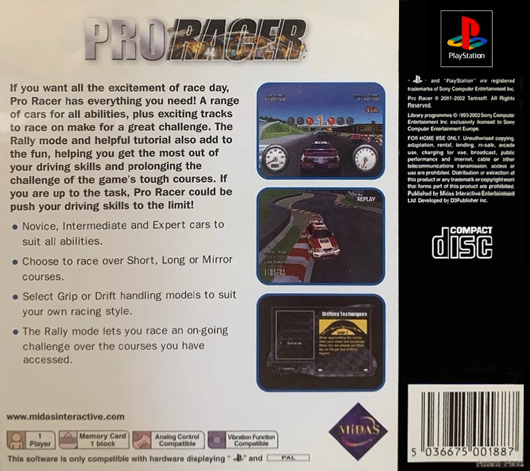 Pro Racer — Box back
