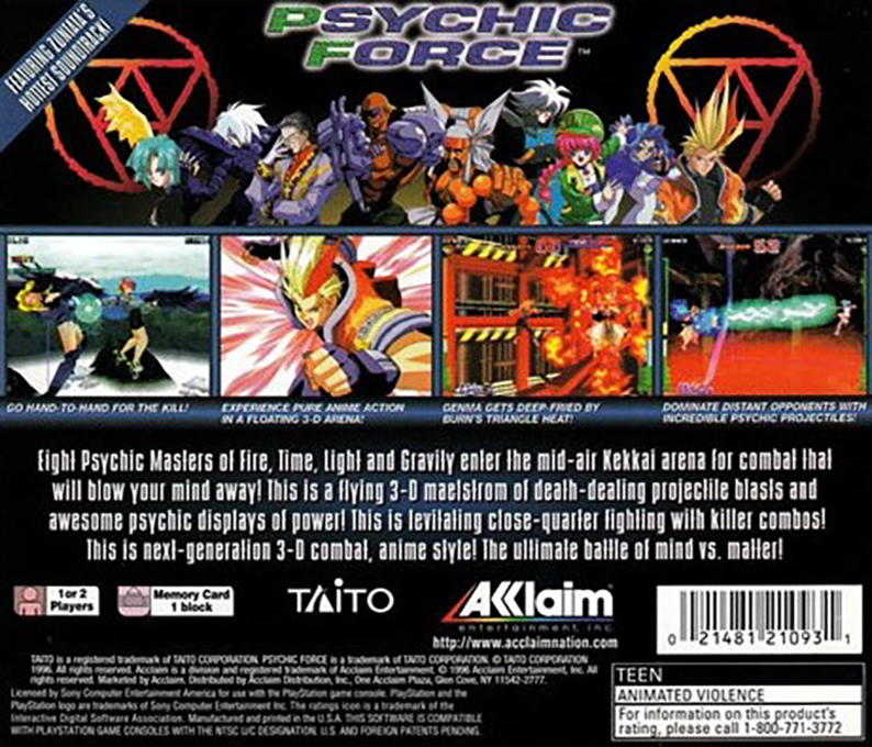Psychic Force — Box back