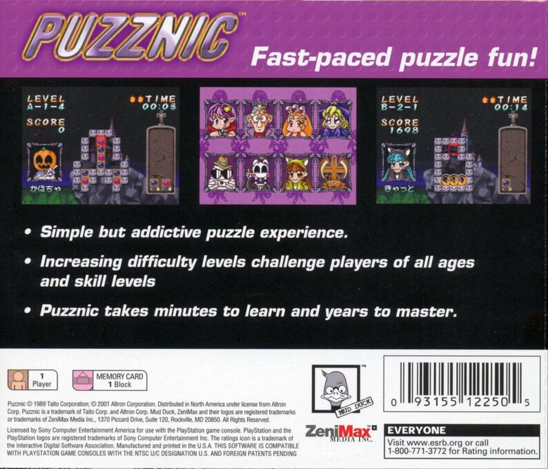 Puzznic — Box back