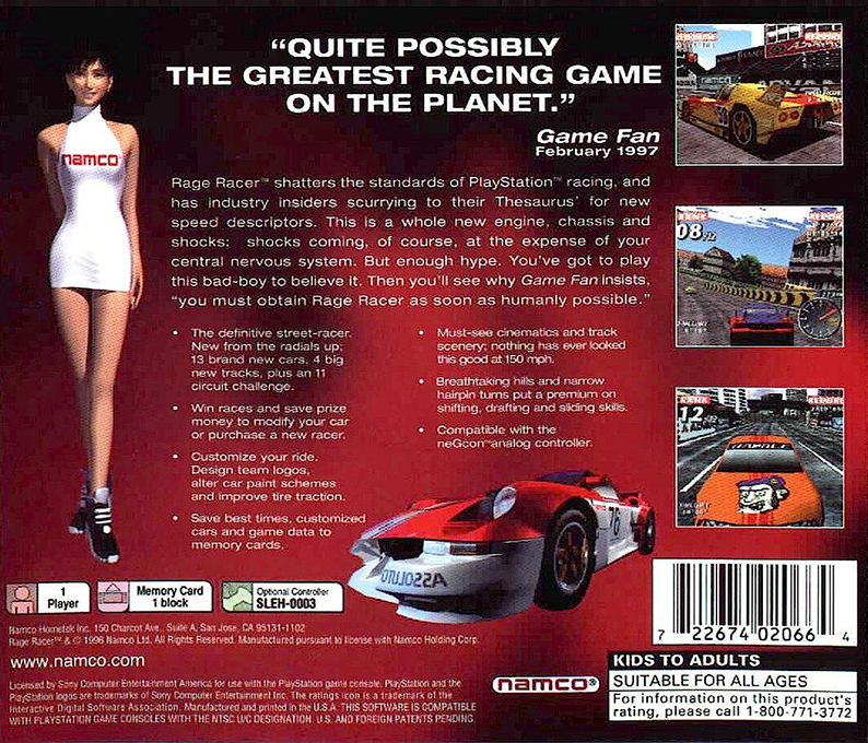 Rage Racer — Box back