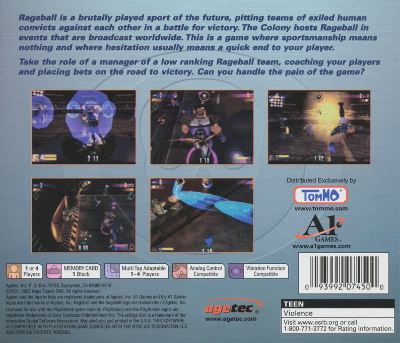 Rageball — Box back