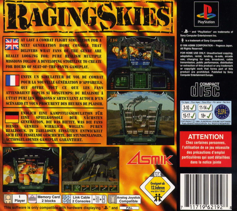 Raging Skies — Box back