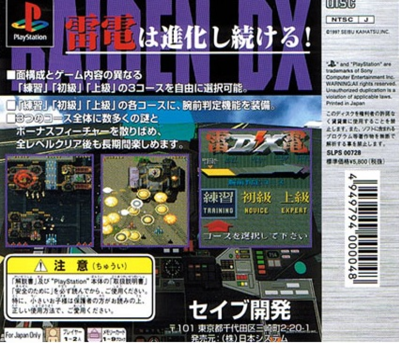 Raiden DX — Box back