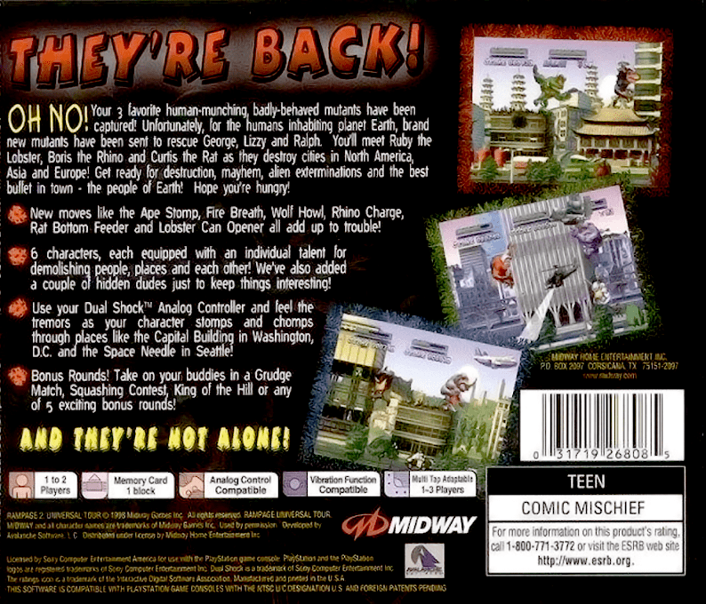 Rampage 2 : Universal Tour — Box back