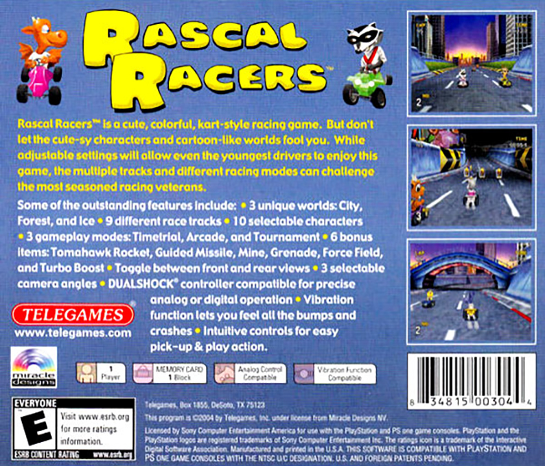 Rascal Racers — Box back