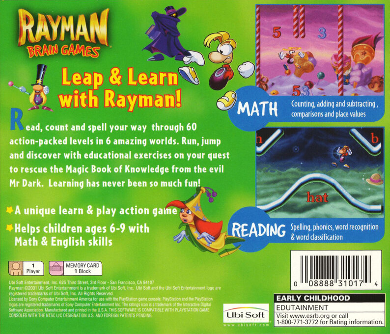 Rayman Brain Games — Box back