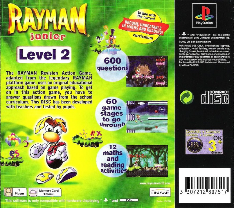 Rayman Junior : Level 2 — Box back
