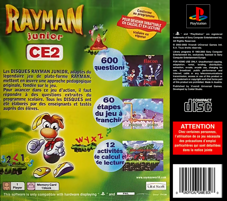 Rayman Junior : Level 3 — Box back
