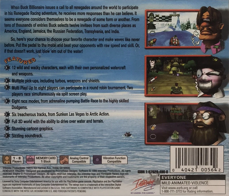Renegade Racers — Box back