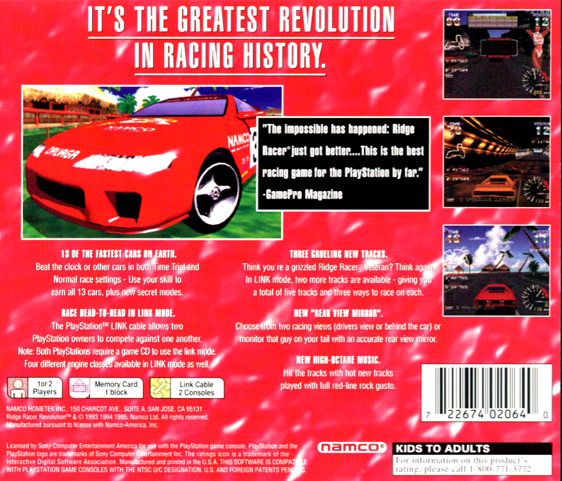 Ridge Racer Revolution — Box back