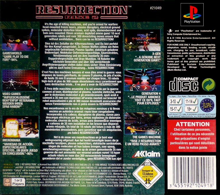 Rise 2 : Resurrection — Box back