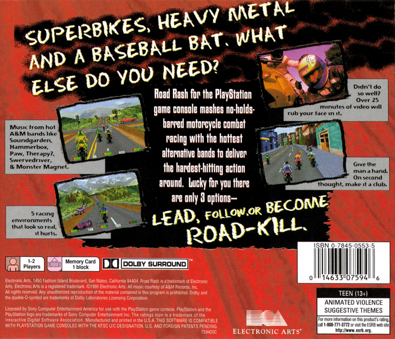 Road Rash — Box back