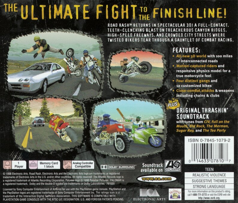 Road Rash 3D — Box back