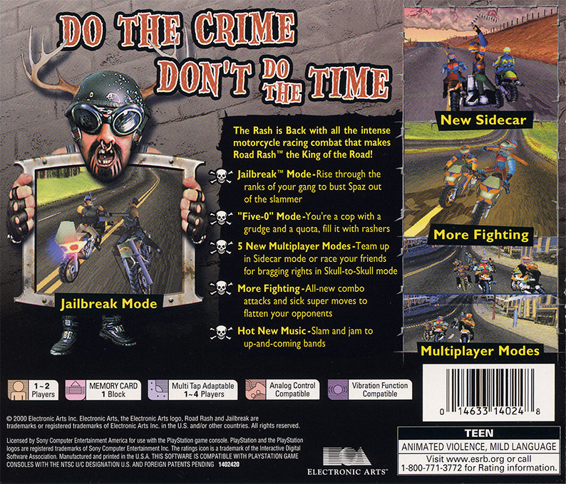 Road Rash : Jailbreak — Box back