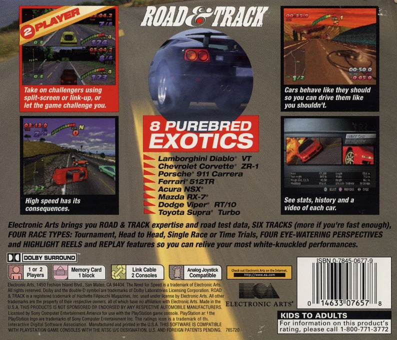 Road & Track Presents : The Need for Speed — Box back